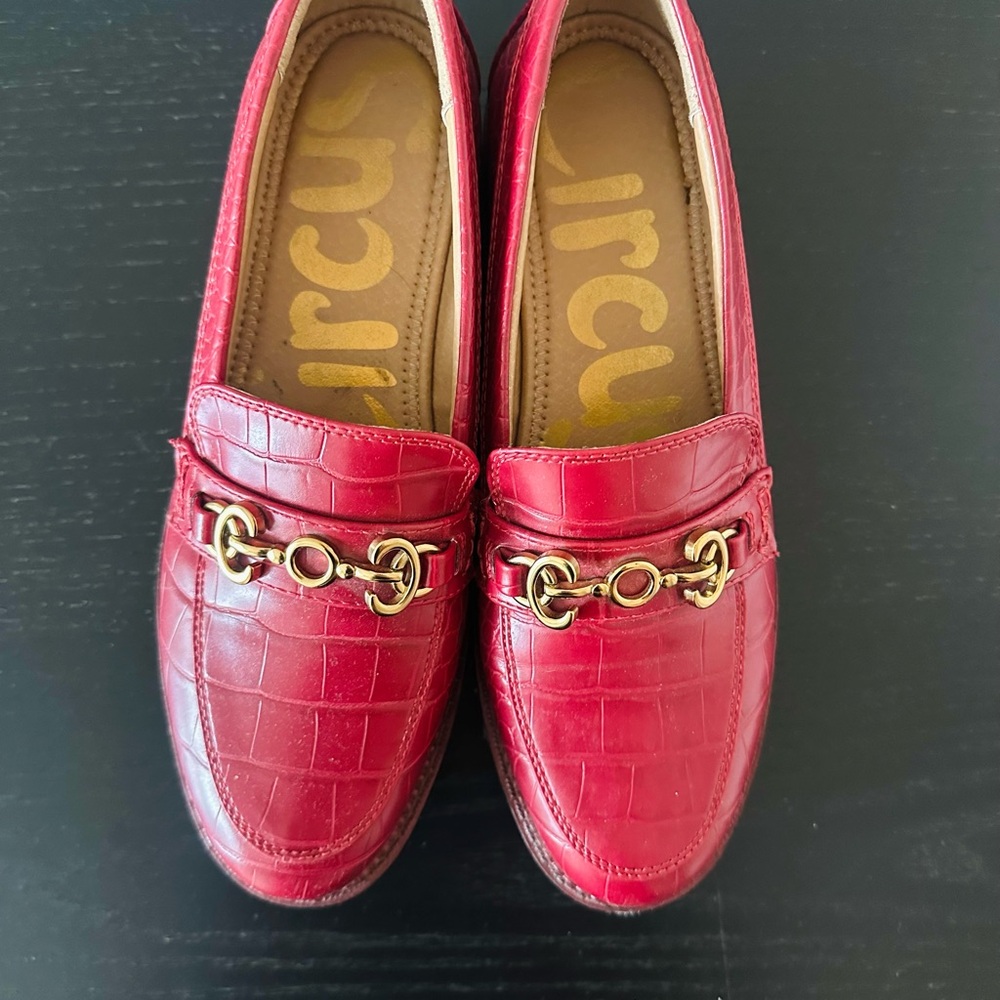 Circus by Sam Edelman Red Croc-Embossed Loafers